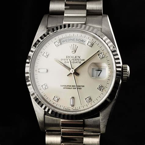 rolex day date white gold diamond